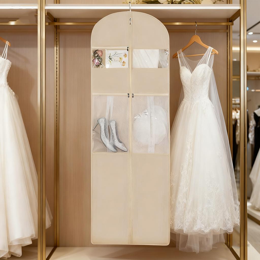 Hochzeitskleid-Aufbewahrungstasche mit transparentem Fenster Kleiderhülle Anzugschutz Schrankorganizer für Hochzeitskleider Hemden Jacken