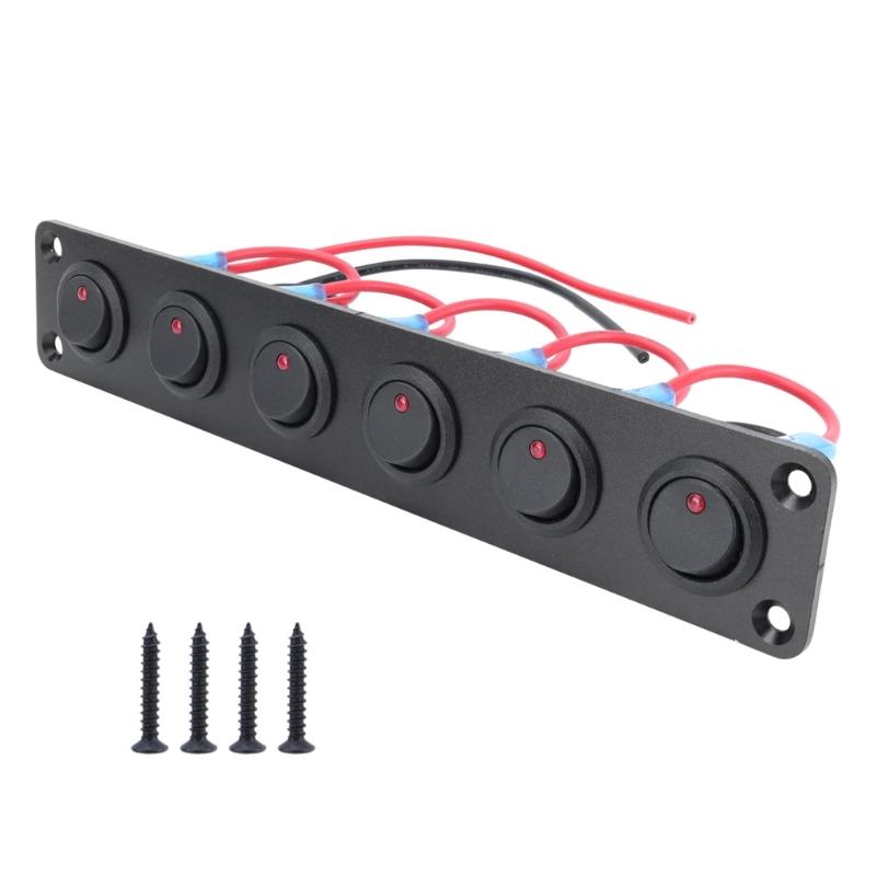 20A 12V Waterproof Red LED Illuminated Toggle Switch Panel for Auto and Marine Dashboards Applications Easy Installation