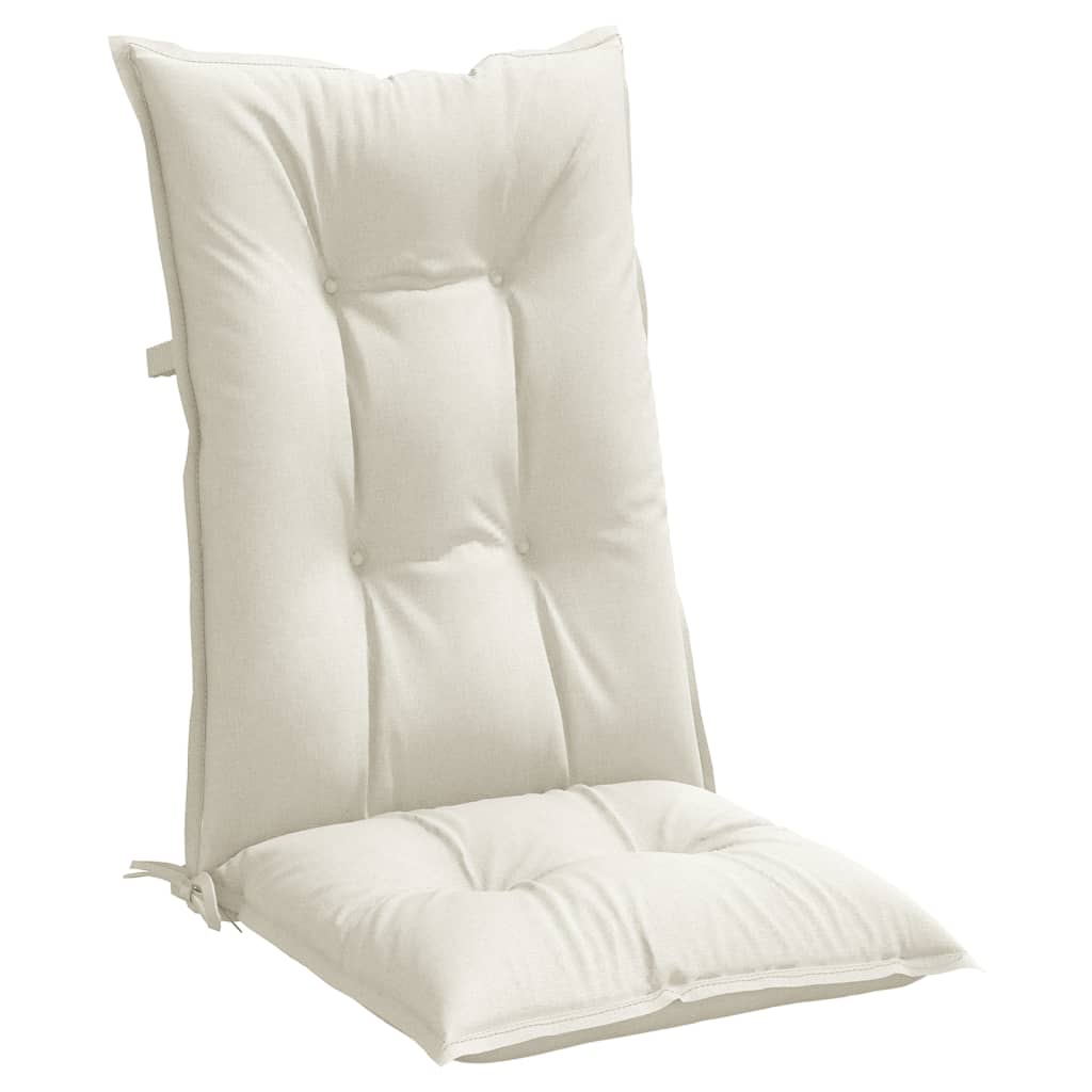 High Back Cushions 6 Pcs. Cream Melange 120 X 50 X 7 Cm Fabric