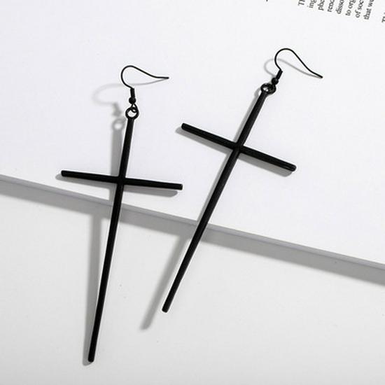 Europäische Mode Große Kreuz-Steckohrringe für Damen - Übertriebene Lange Hänge-Ohrringe Street Style