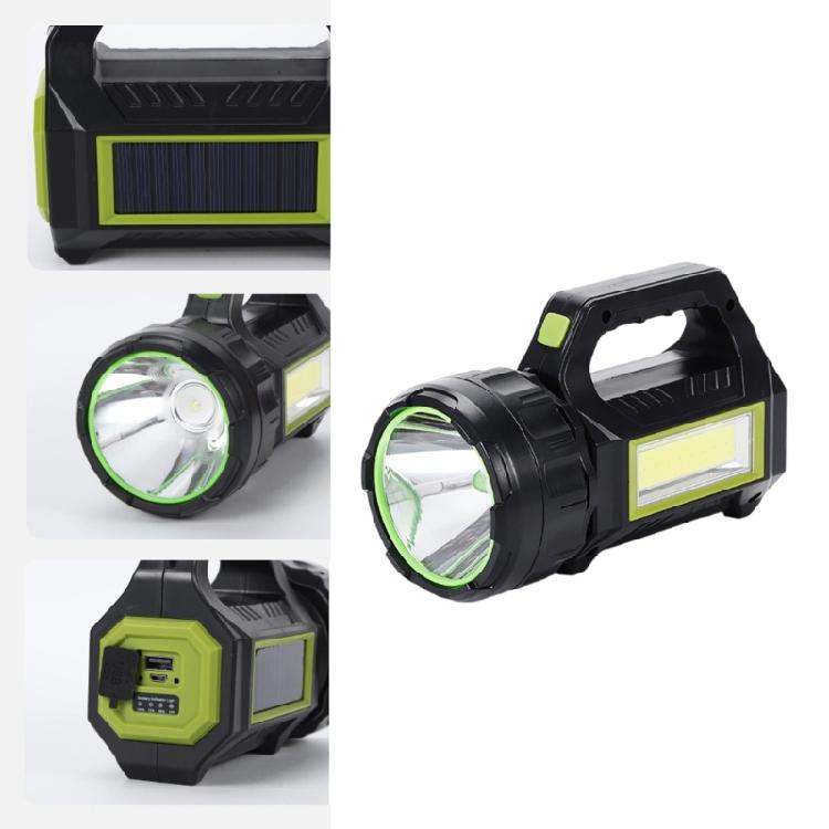 Solar Flashlight Rechargeable Outdoor Waterproof Spotlights LED Work Light Searchlight Light for Camping Emergencies