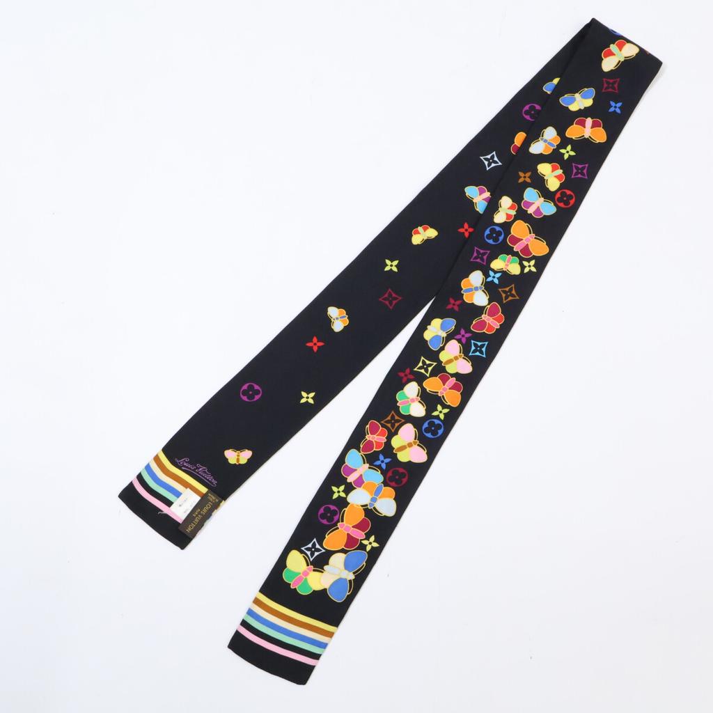LOUIS VUITTON 400505 Butterfly Silk Bandeau scarf Black / multicolorUsed