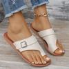 Women's fashionable toe strap buckle versatile casual non flat slippers