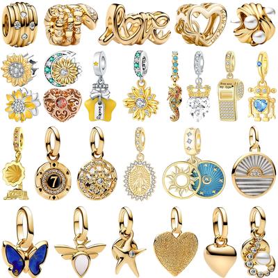 Original Copper Charm Golden Star Moon Flower Heart Butterfly Fit Pendant Bracelets Necklace Women Diy Fine Jewelry