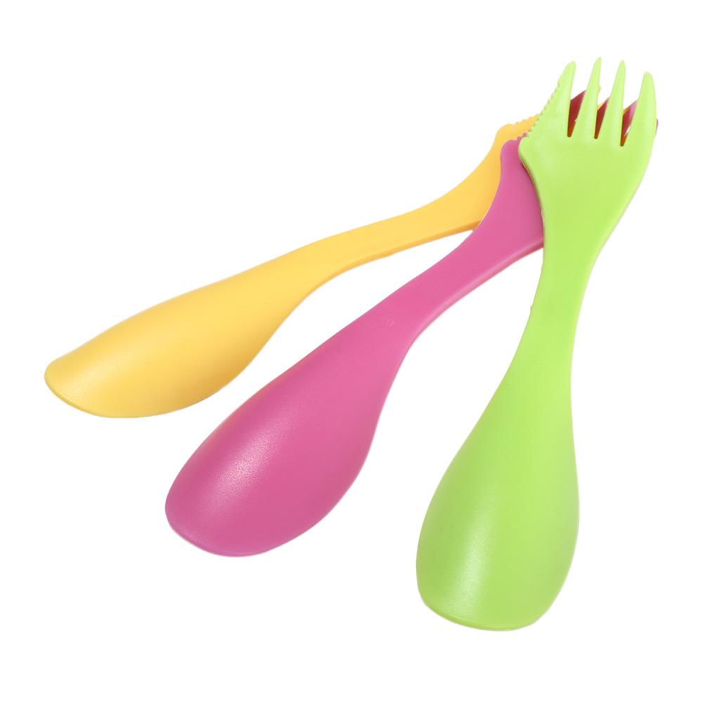 3 In 1 Utensils Plastic Spork Combo Travelling Gadget Cutlery Tableware Spoon Fork Cutter Travel Camping Hiking Picnic