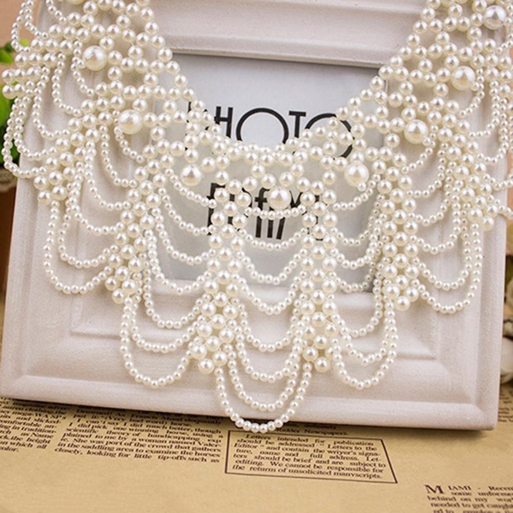 Pearl Necklace Hollowed Collar Elegant Imitation Statement