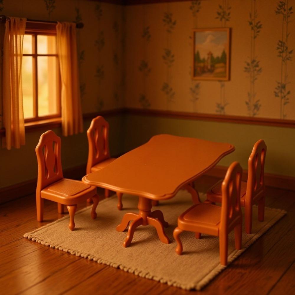 Plastic Dollhouse Furniture Multistyles Miniature Dining Table Bedroom 1:12 Living Room Sofa Set