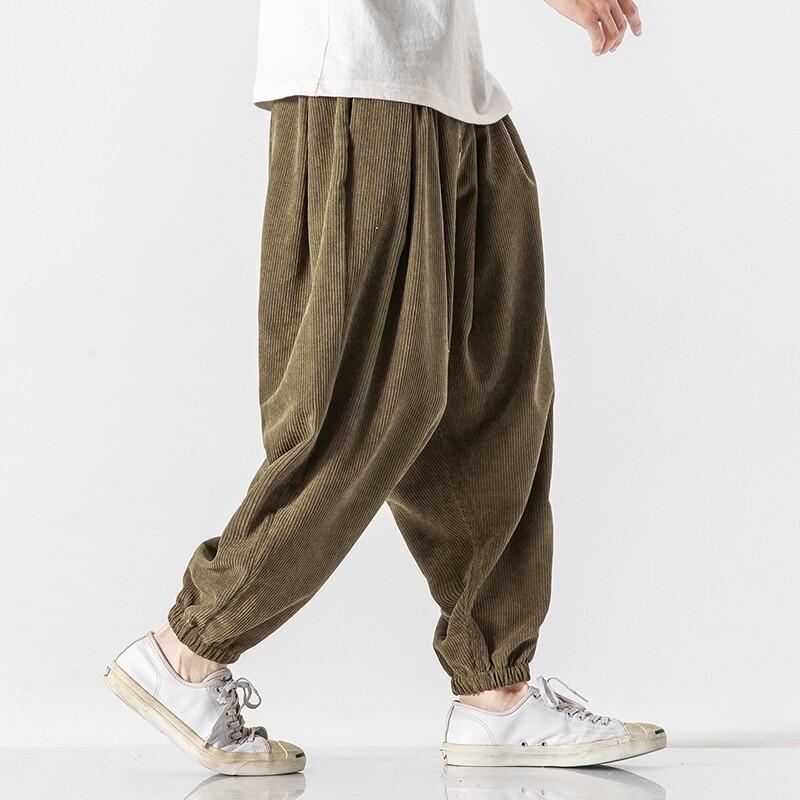 Men Corduroy Wide Baggy Jogger Pants Men Loose Casual Pants Chinese Heavy Duty Oversize Trousers Male Autumn Winter High Quality