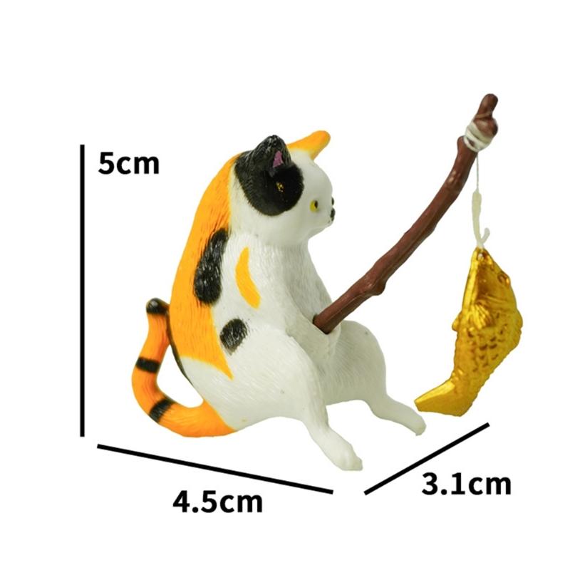 Aquarium Decoration Fishing Boats Ornament, Fishing Scene Fishtank Decors with Fisherman and Cats Detail for Fishtank Landscape Use