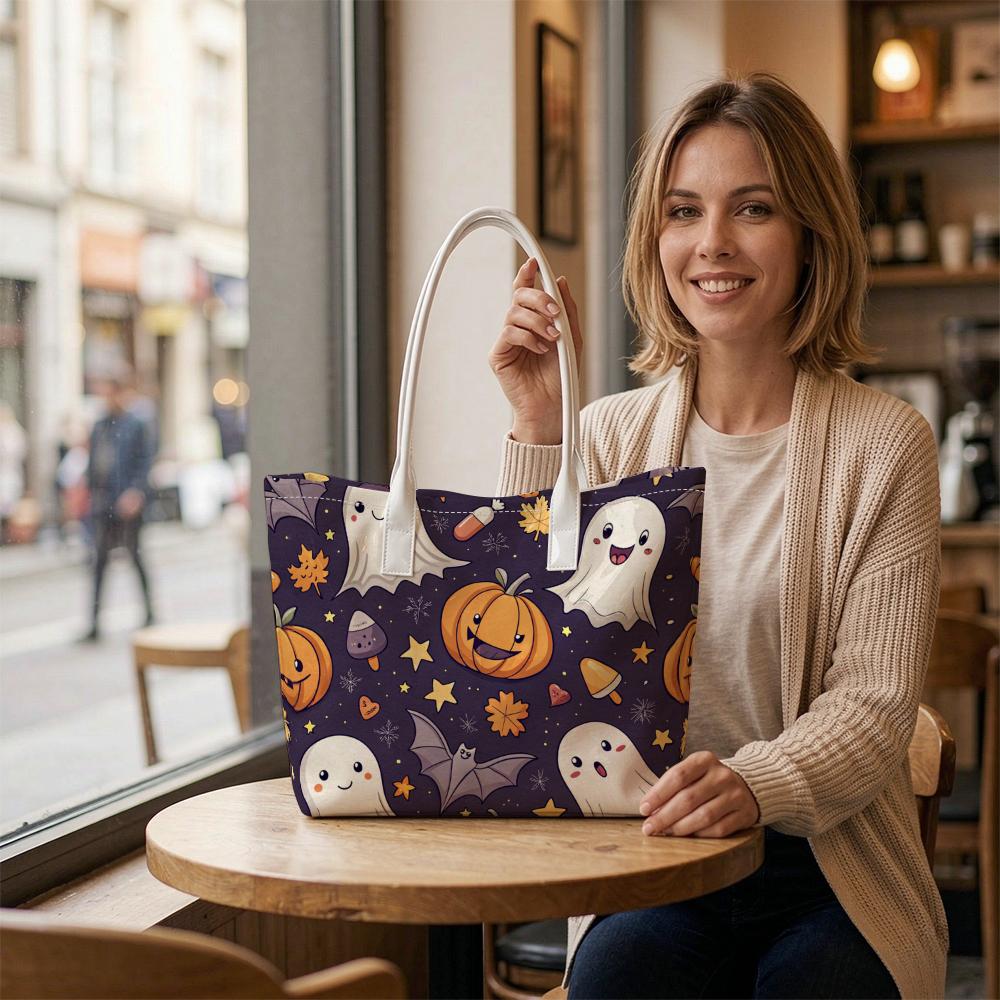 Cute Halloween Ghost Pumpkin Tote Bag Fashion Daily Casual Shopping Handbag for Women