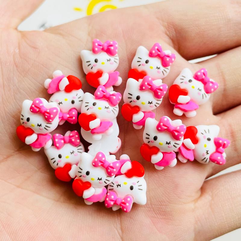 30 Pcs Cute Mini Cartoon Kitten Animal Resin Figurine Crafts Scrapbook Diy Jewelry Children Gift Hairpin Accessories A88
