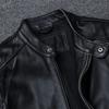Men's Casual Slim Black Genuine Leather Jacket Fashion Real Cowhide Vintage Motorcycle Biker Coat Spring Autumn