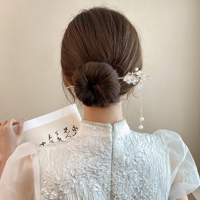 Lily of the valley ancient style walking hairpin high sense classical pearl hanfu hairpin hairpin summer cheongsam disc hair hairpin