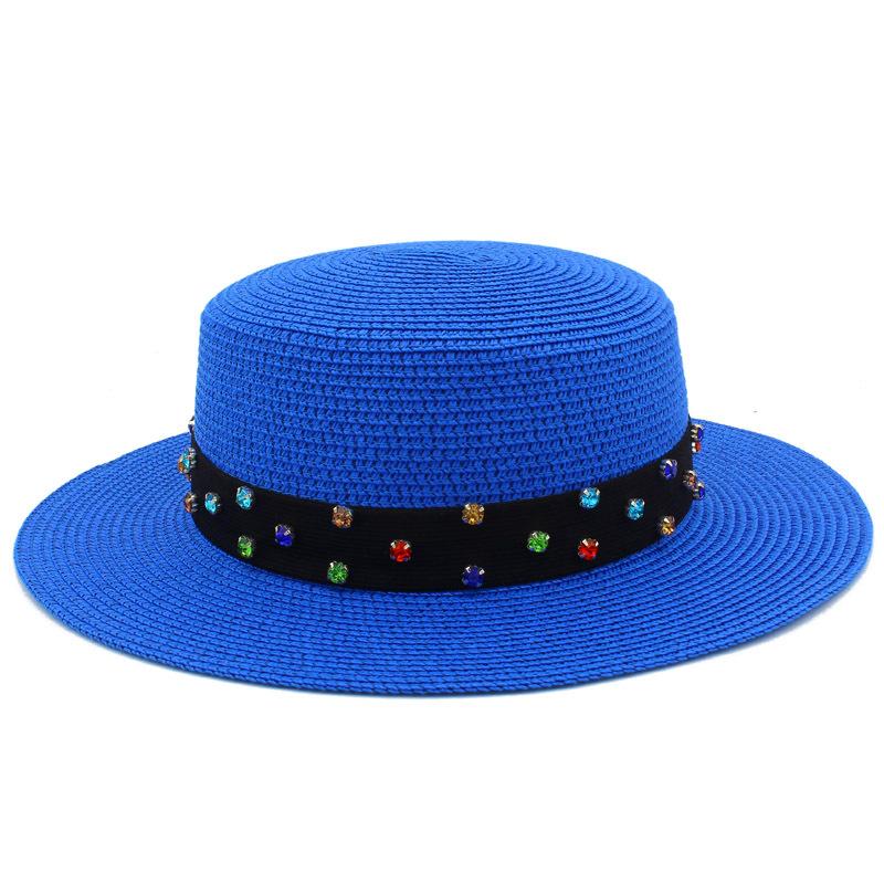 High-quality women's flat-top Panama straw hat summer explosion sunscreen top hat new hat stall