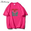Shellsuning Beautiful Flowers Printed T-shirt for Women Summer Oversized Casual O-neck Simple All-match Girl Tees Basic Harajuku Couple Tops
