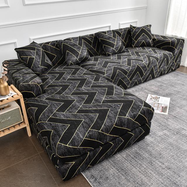 Style Printed L Shape Sofa Covers For Living Room Sofa Protector Anti -Dust Elastic Stretch Covers For Corner Sofa Cover