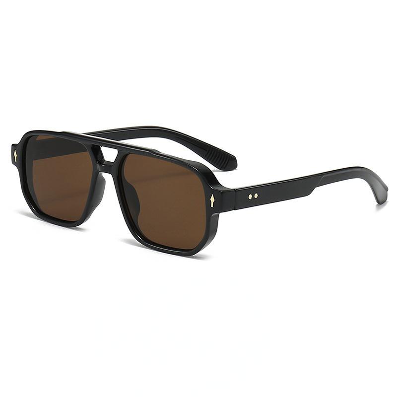 New European and American Retro Double-Beam Men's Square Sunglasses - Fashionable for Driving and Business
