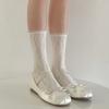Spring And Summer Thin Meat-Through Lace Tube Socks Women'S White Hollow Mesh Stacking Socks Japanese Sweet Calf Socks