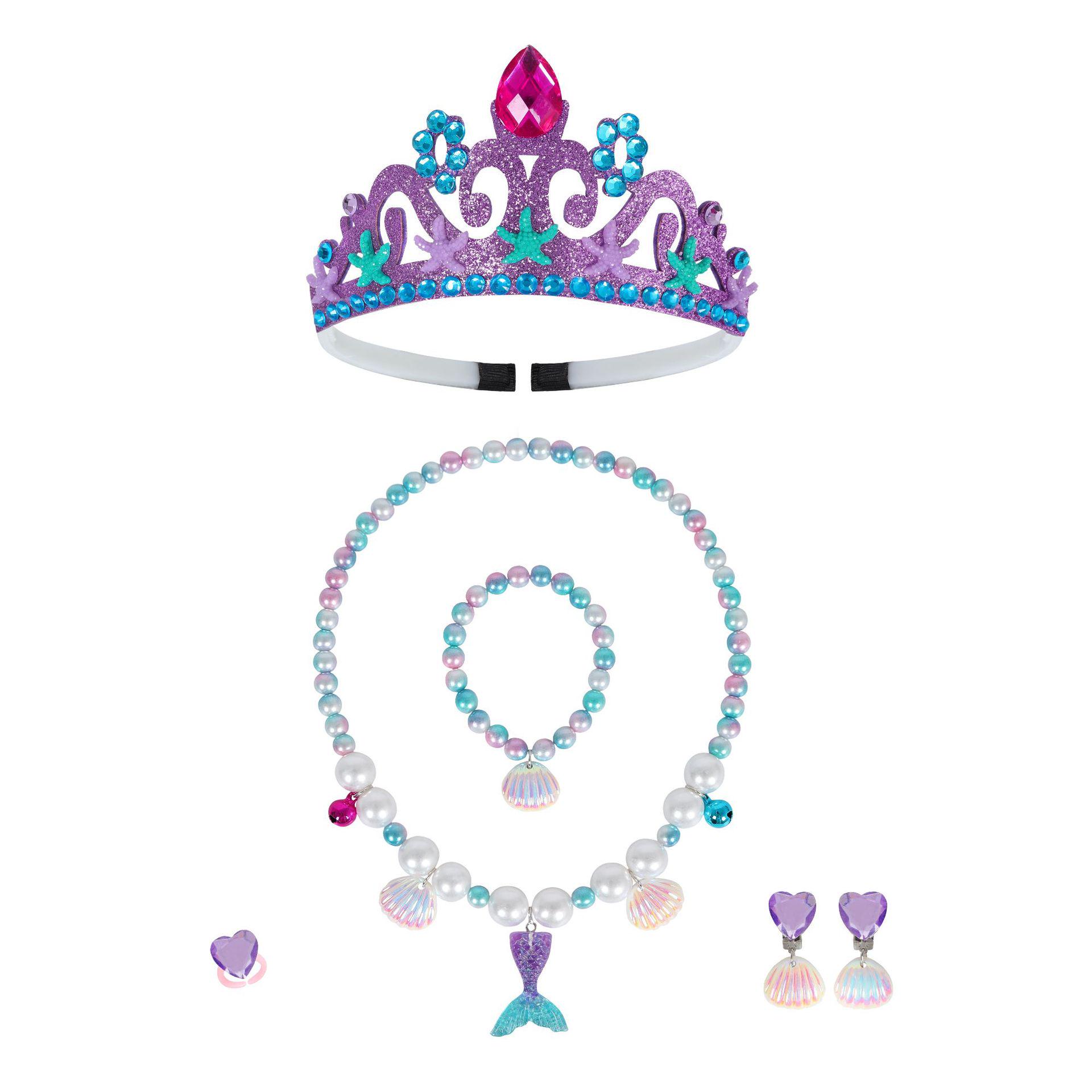 

Children s Mermaid Crown & Fishtail Necklace Cosplay Set - Purple синий