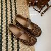 Leopard Print Cashmere Mary Jane Shoes Women's Autumn New Retro Soft-soled Shallow Mouth Single Shoes