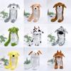 Frog Pig Elephant Ear Moving Hat Animal Shape Plush Hat Toys Cartoon Jumping Up Cap  Party