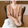 Women's V-Neck Thickened Wool Knit Sweater – 100% Pure Loose Fit