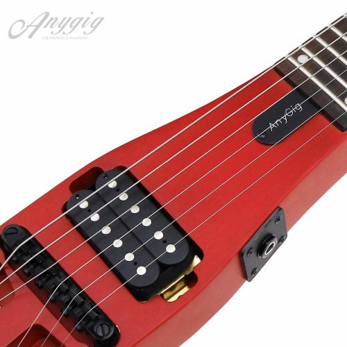 Anygig Portable Travel Electric Guitar, 82cm, 1.6kg, Cherry, 25.5" Full-Scale, Right-Handed, with Gig Bag
