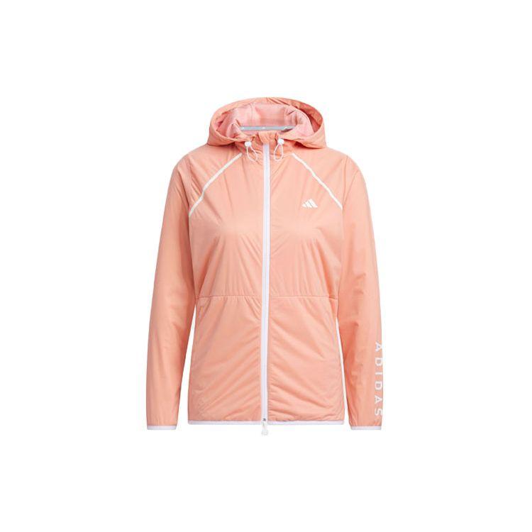 

Adidas Куртка Wind.Rdy с длинным рукавом и принтом логотипа, спортивная куртка с капюшоном для гольфа, женская куртка розового и коричневого цвета HY0849 S