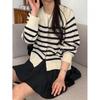 Shop   Women Round Neck Striped Cardigan Beige 21ds Wcd 4378