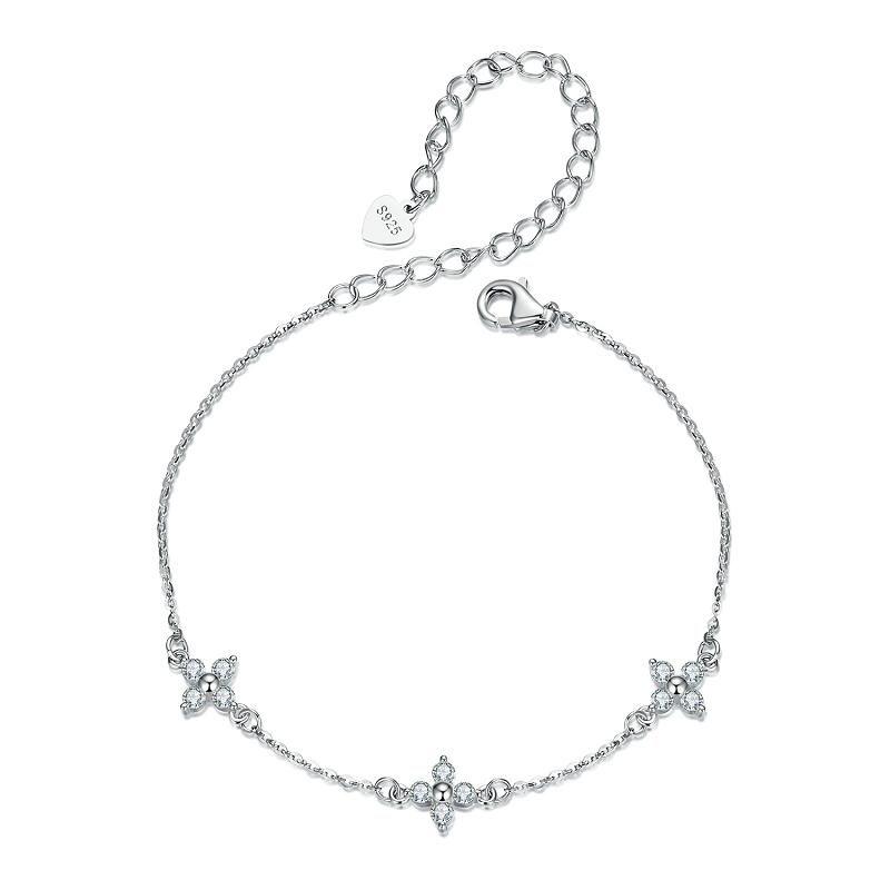 WOSTU Moissanite Lucky Clover Bracelet Pendant Necklace Women s925 Silver Diamound Cut Charm Bracelets Necklaces Wedding Jewelry