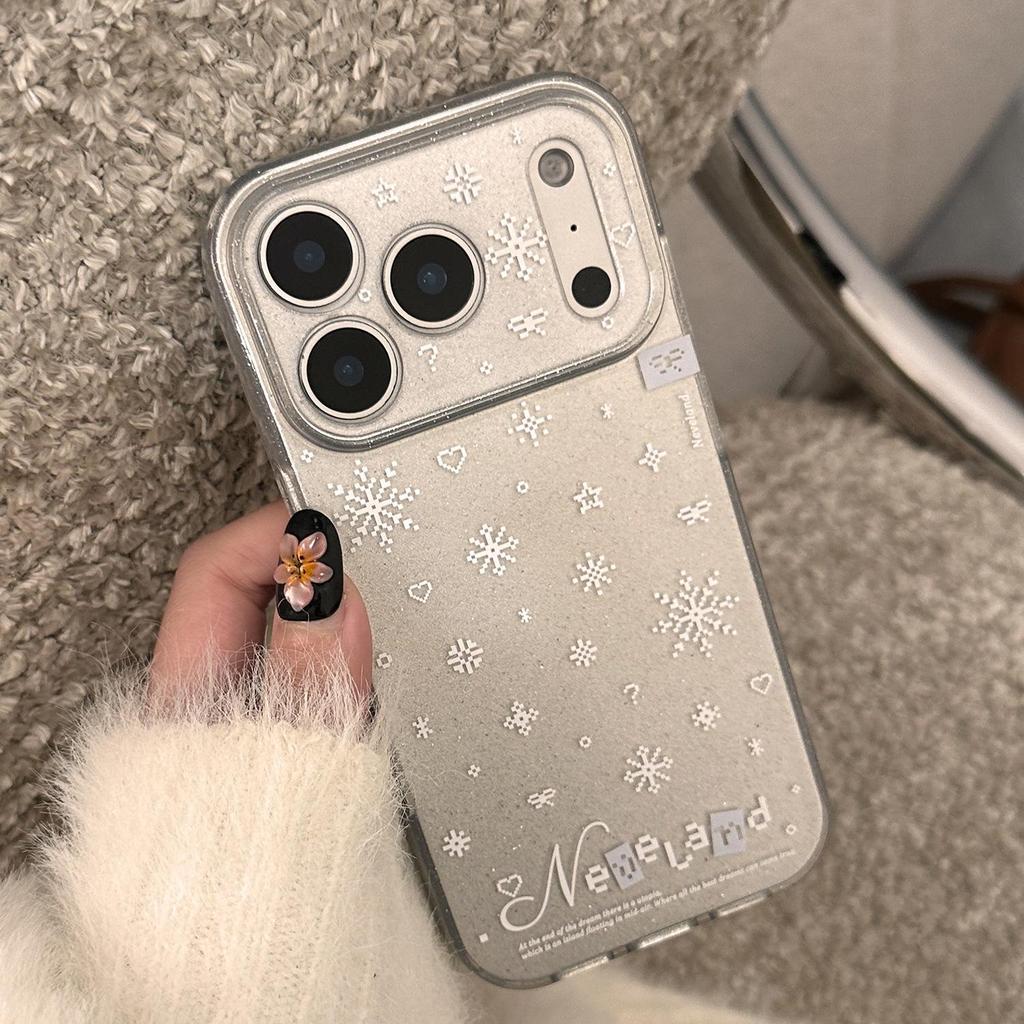 Simple White Snowflake Phone Case Suitable for iPhone 15, iPhone 16, iPhone 17 Pro Max