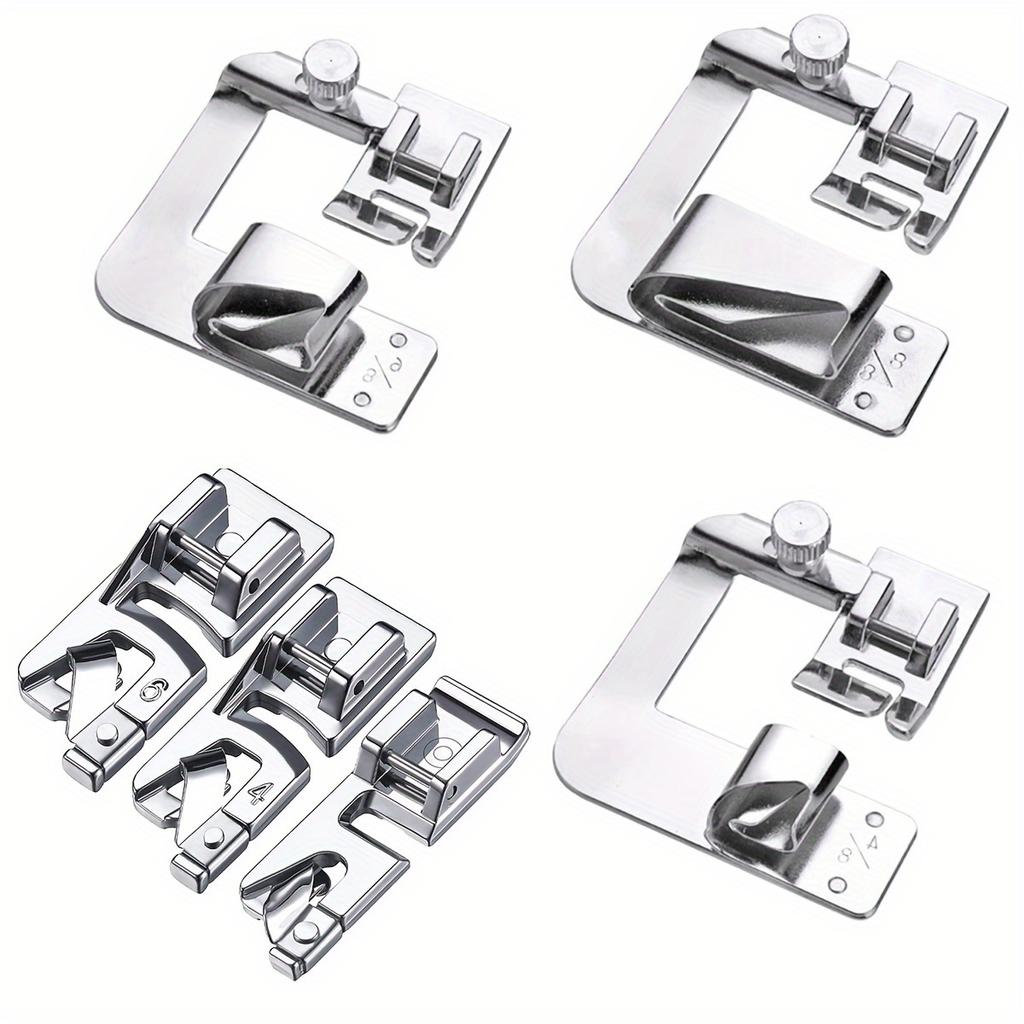 Narrow/Wide Rolled Hem Presser Foot Hemming Foot Kit With Sewing Clips 4/8'', 6/8'', 8/8'' Sewing Rolled Hemmer Presser Foot