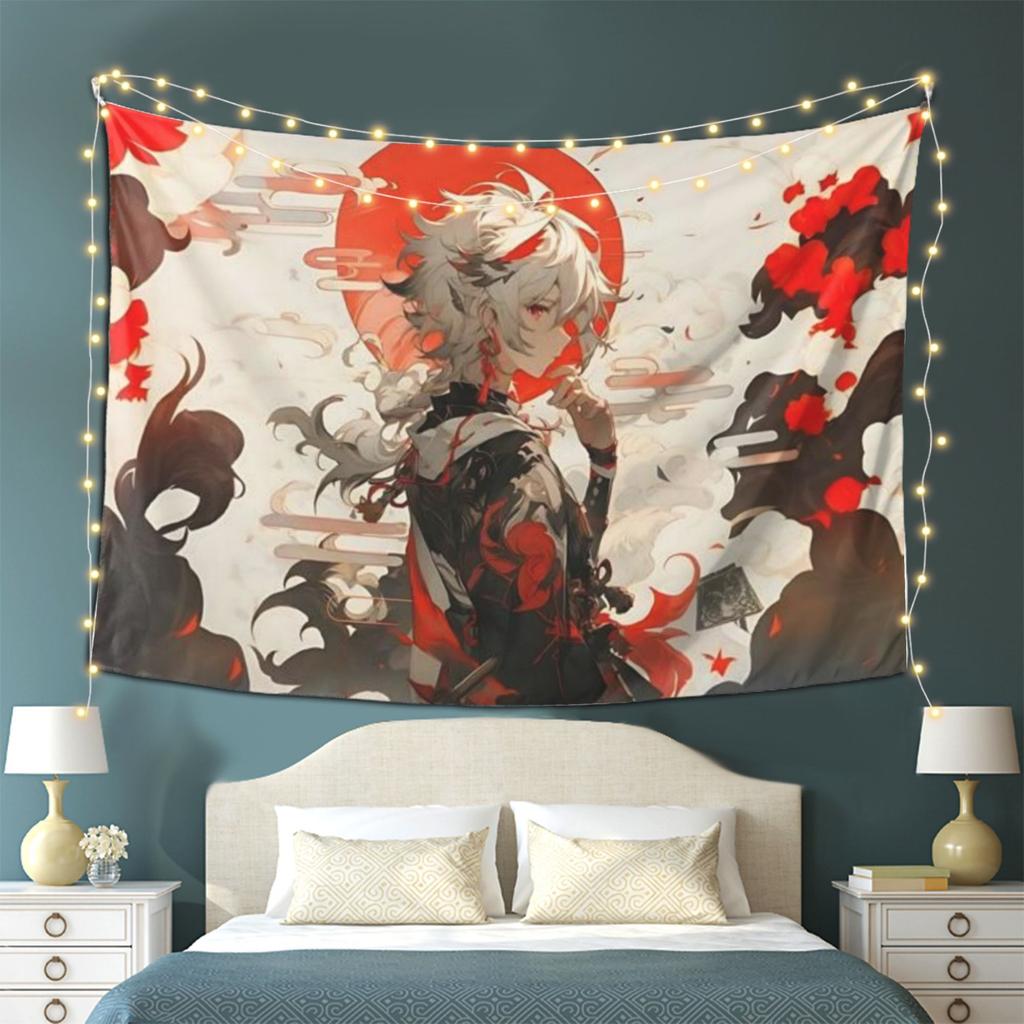 Vivid Anime Samurai Tapestry  Celebrate Japanese Culture with Intricate Artwork and Bold Colors  Perfect for Bedroom Decor