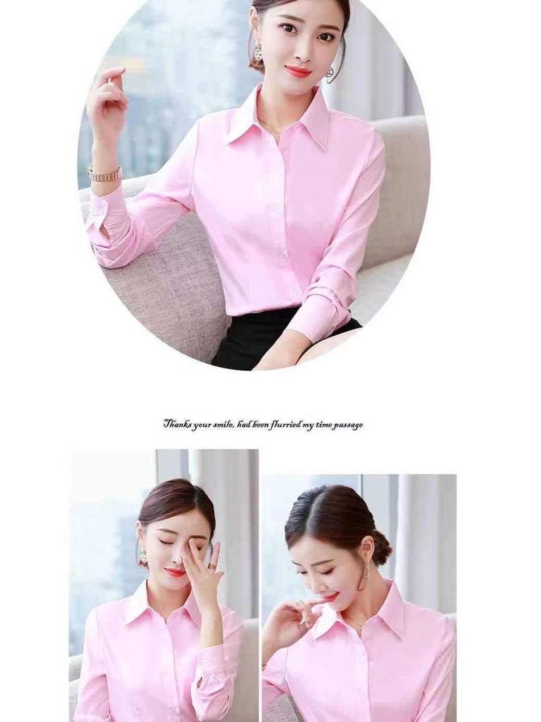 Korean Style Women's Plus Size Long Sleeve White Blouse