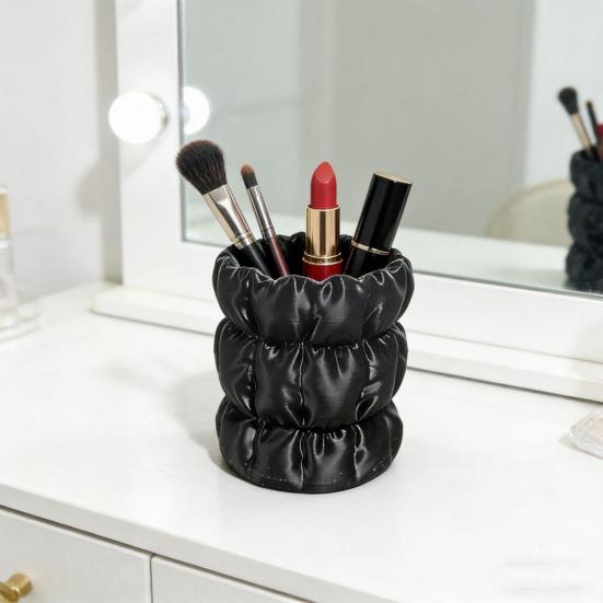 Yousheng Macaron Color Pen Holder, Cloud Pleat Design Pencil Holder, Soft Satin Compact Desktop Organizer for Pens Makeup