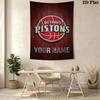 Name Custom Detroit Pistons Logo Wall Tapestry Aesthetic Wall Hanging Printed Fabric Blanket Decorative Tapestries for Bedroom Living Room Home Decor