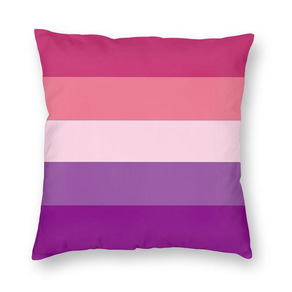 Aceflux Flag Rainbow Pillowcase Polyester Linen Velvet Pattern Zip Decor Bed Cushion Cover