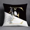 Golden Lace Letter Series Pattern Decorative Pillowcase, Square Home Office Decoration (45Cm * 45Cm)