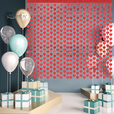 2 pezzi a forma di cuore tende Tinsel filanti puntelli foto Tinsel sfondo romantico San Valentino fidanzamento decorazione della festa nuziale