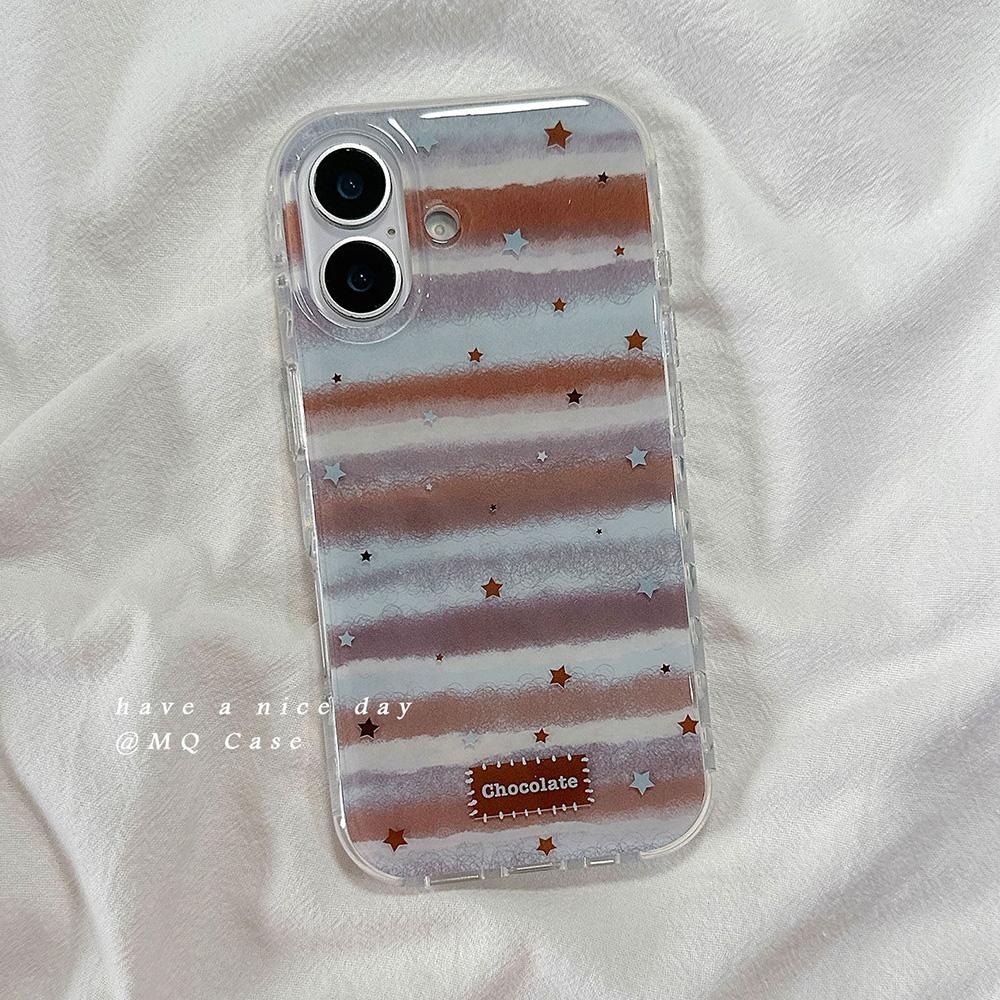 Minimally Striped Small Stars Chocolate Phone Case for Samsung Galaxy A37 A57 A17 A07 A52 A34 A33 A23 A14 A13 4G 5G Back Cover