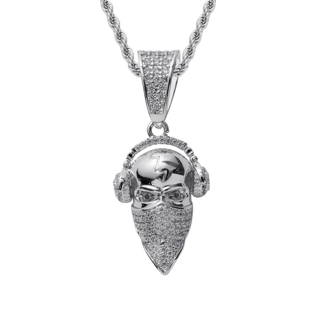 European and American Rap Trendsetters Collarbone Chain Masked Headphones Cool Person Avatar Pendant