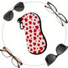 Cute Red Heart Pattern Soft Fabric Sunglasses Case,Portable Lightweight Eyeglasses Storage Pouch,Protective Travel Glasses Holder for Women Girls