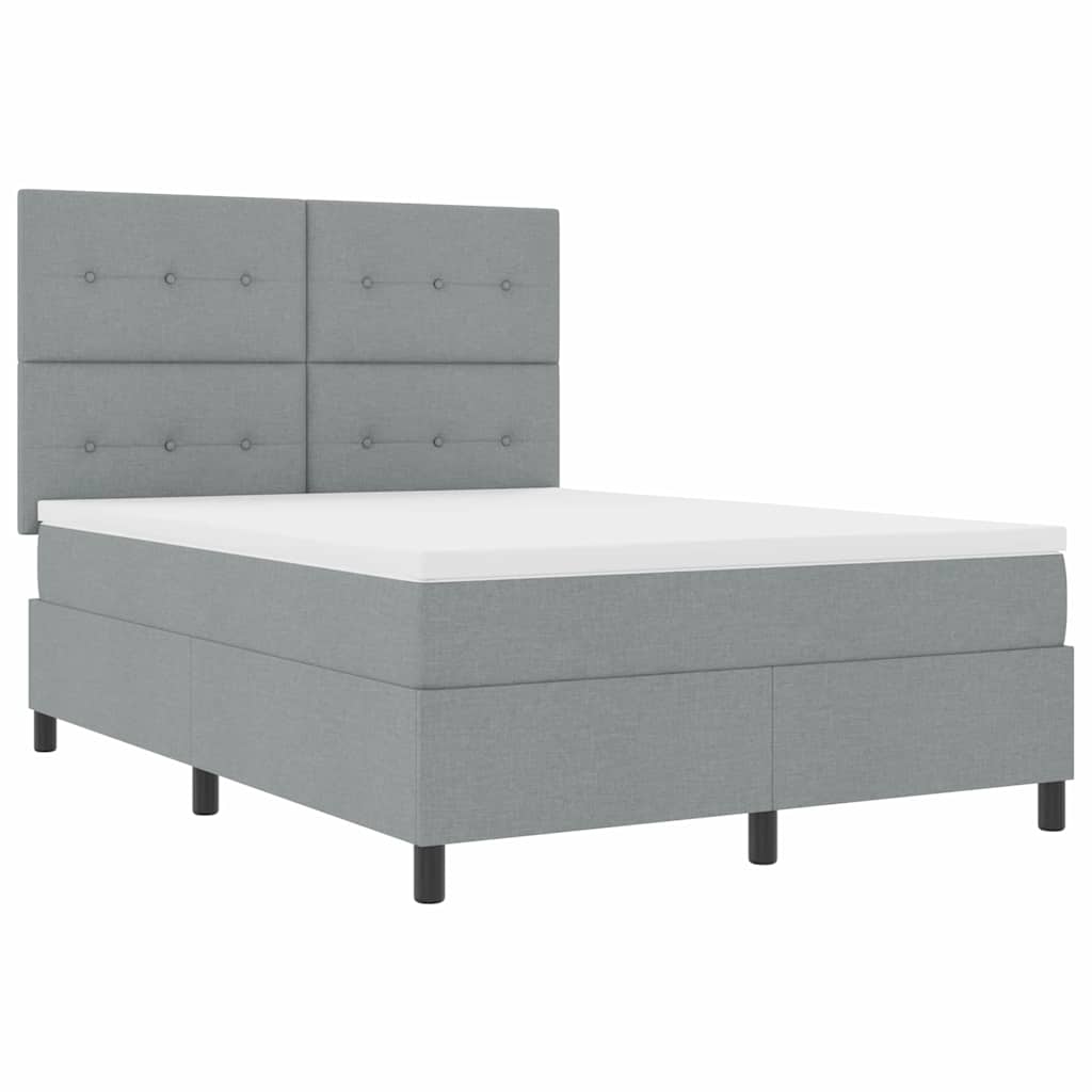 Box Spring Bed with Mattress Light Grey 140 x 200 cm Fabric