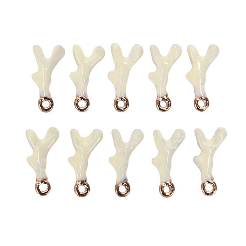 10Pcs Alloy Enamel Antler Shaped Charms Pendant Jewelry Making Craft Accessory