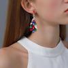 1 Pair Drop Earrings Vintage Rhinestone Peacock Golden Finish Luxury Elegant Green Faux Crystal Feather Dangling Earrings Fashion Jewelry