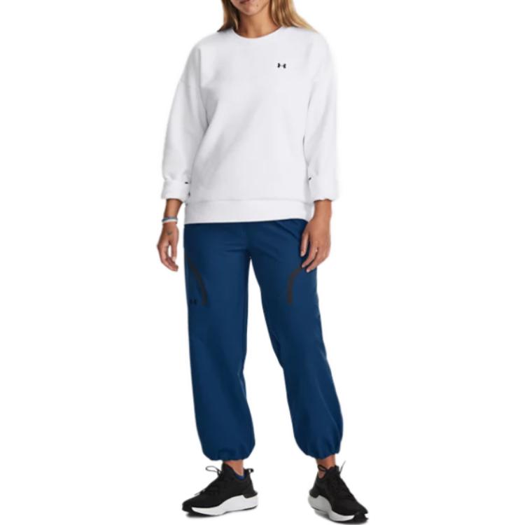 Under Armour Sweat-shirt décontracté à col rond et manches longues de couleur unie pour femmes blanc 1379835-100