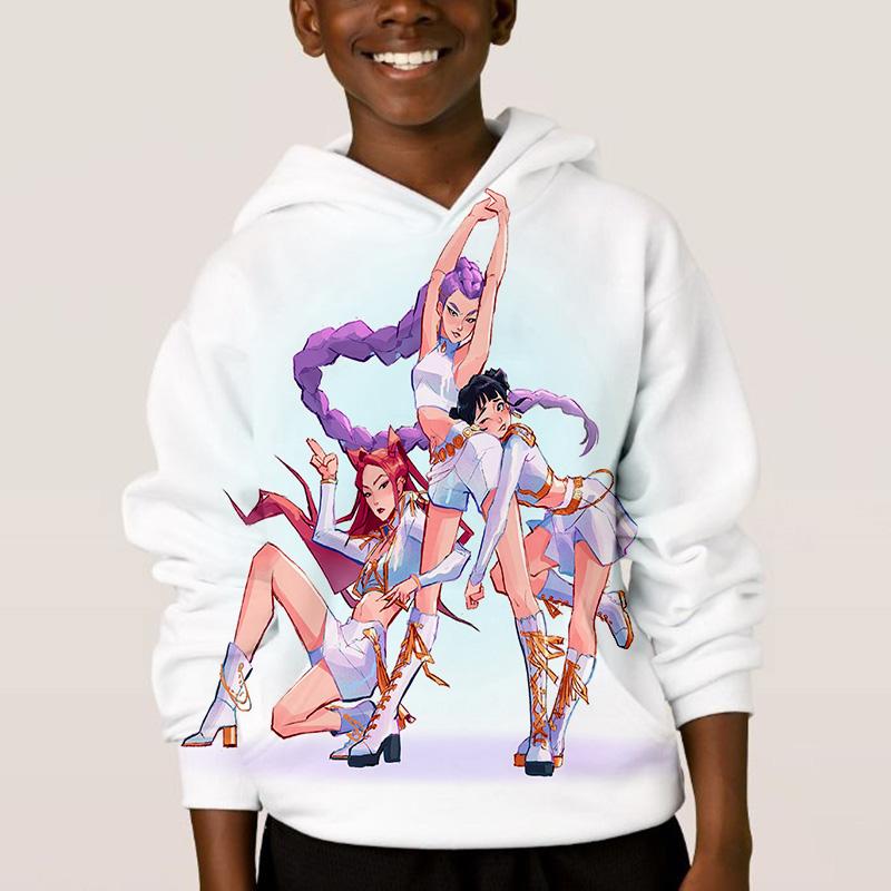 KPop Lovci démonů Dětské Hip-hopové Zábavné Vzorové Oblečení Móda Ležérní Volné Dětské Topy Dětské Chlapecké Mikiny s Kapucí