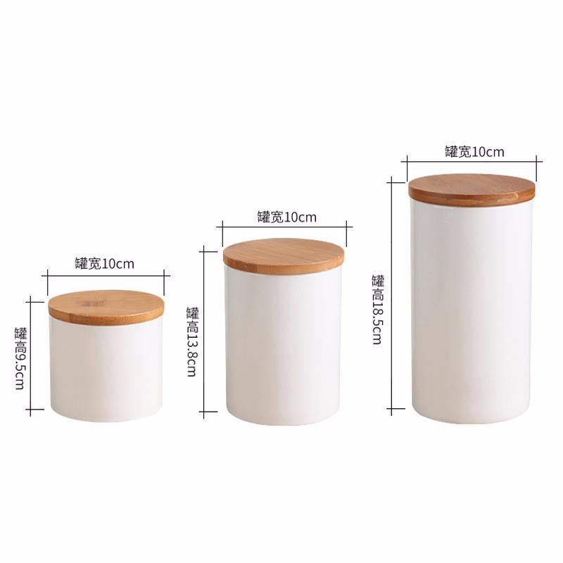 European Kitchen Ceramic Sealed Pot Coffee Milk Powder Food Storage Jar White Storage Bottle with Wooden Lid Home Decoration New