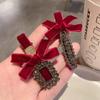 2 Pezzi Dolci Fiocchi Strass Mollette per Capelli Ragazze Kawaii Carino Copricapo Fiocco di Velluto Mollette a Becco d'Anatra Bambini Mollette Laterali Forcina per Capelli Frangia
