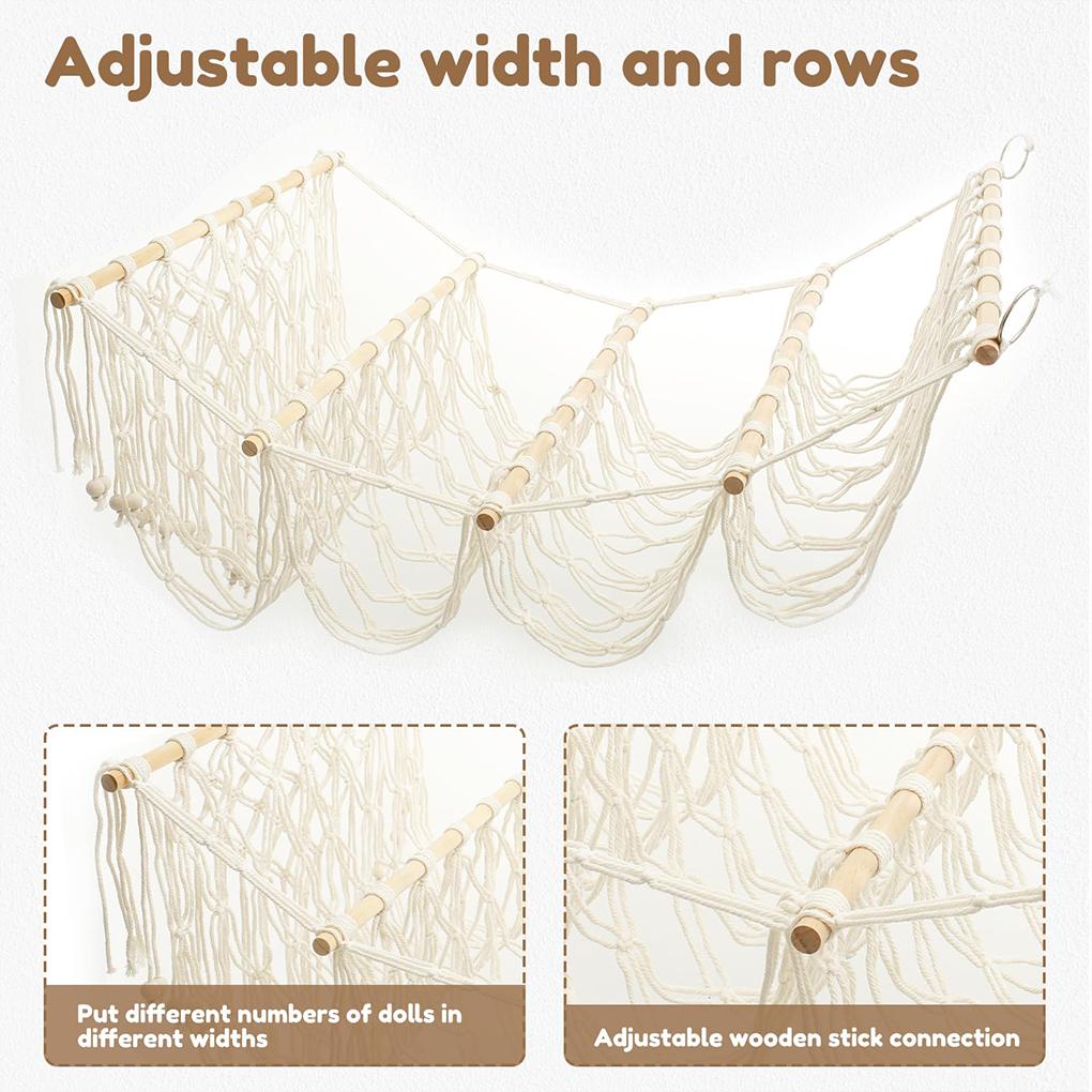 Spielzeughängematte im Bohème-Stil zur Wandaufbewahrung, große Kapazität, Plüschpuppenhalter-Hängematte für Stofftiere